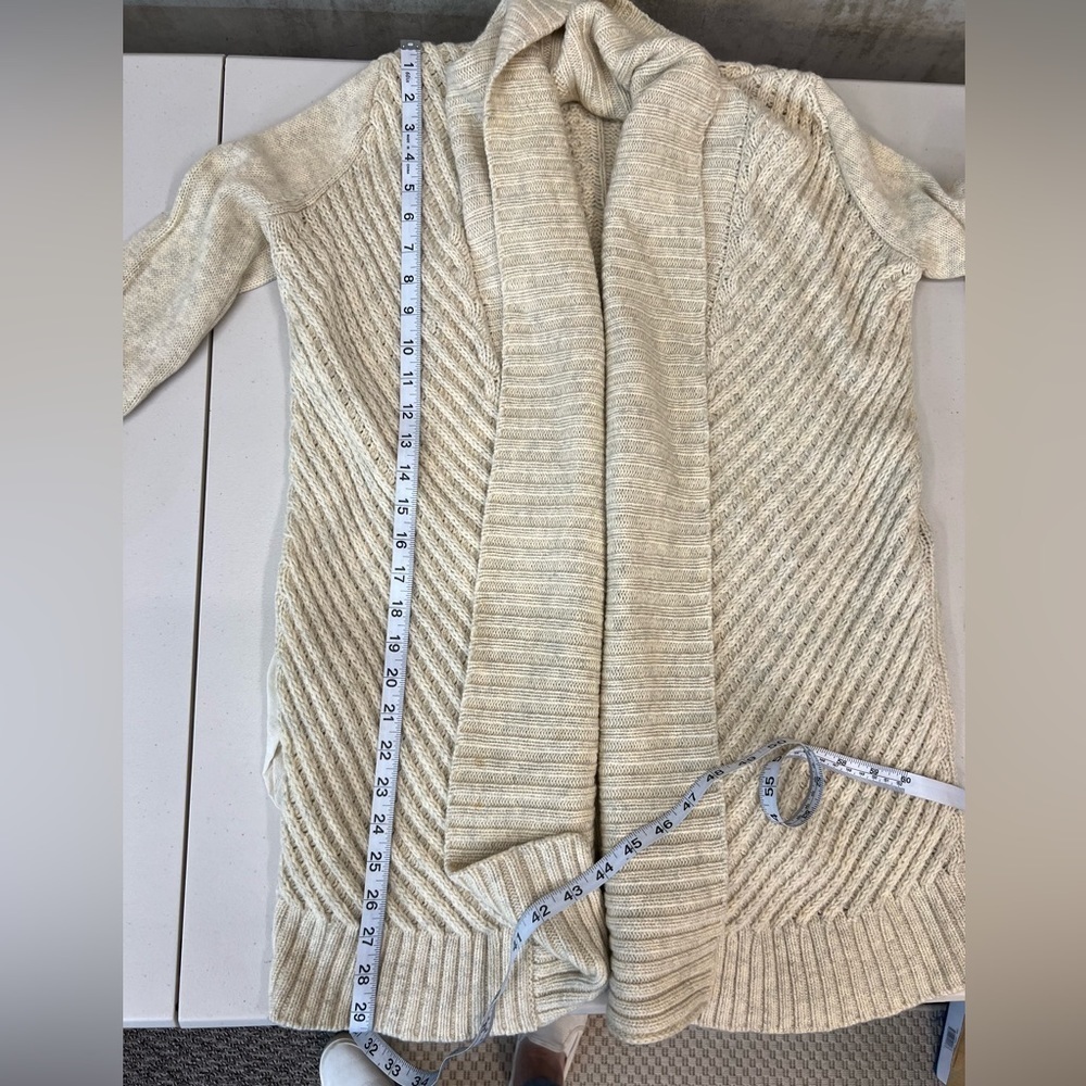 Vince Beige Cable Shawl Yak/Wool Cardigan Size S - Picture 8 of 10